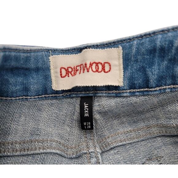 Driftwood Jackie Women's W28 L28 Distressed Skinny Jeans Embroidered Side Stripe - Picture 4 of 7